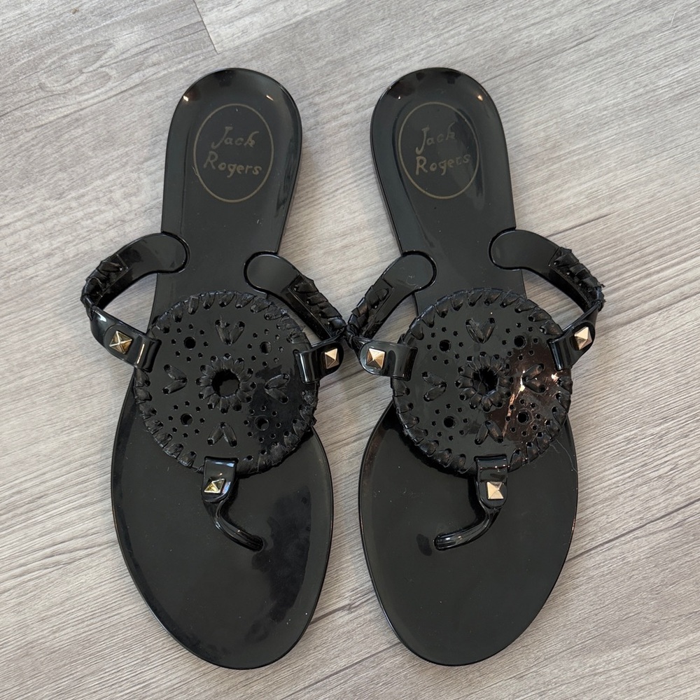 Jack Rogers Black Jelly Thong Sandals